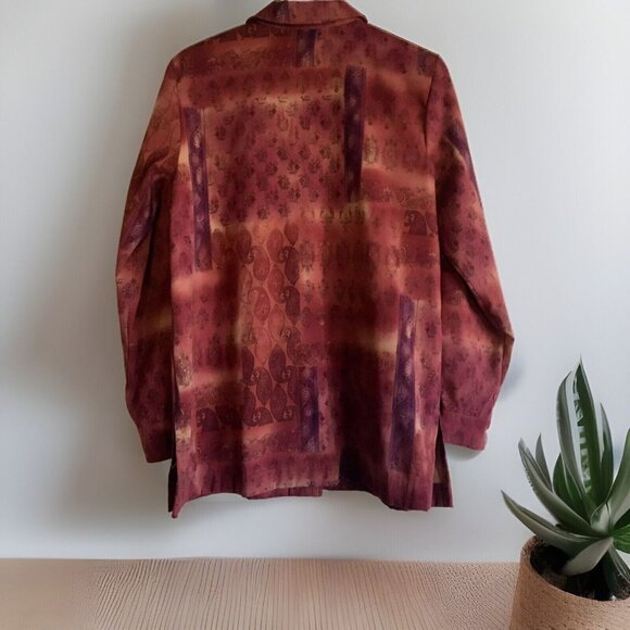 Coldwater Creek Paisley Floral Button-Down Top Women’s‎ Size L Orange Red - Picture 2 of 8